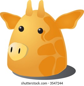 Cartoon head of a giraffe, 3d isometric illustration