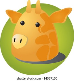 Cartoon head of a giraffe, cute animal illustration