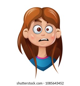 Cartoon head girl. Sad . Vector eps 10