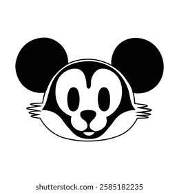 Cartoon Head Illustration: Bold Black and White Character Design