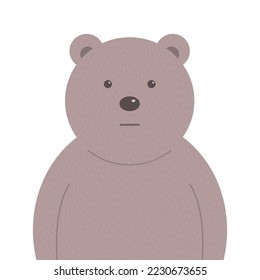 Cartoon head of a kind bear on a white background. Character for children. Forest wild animal. Vector isolated animal illustration