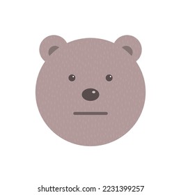 Cartoon head of a kind bear on a white background. Character for children. Forest wild animal. Vector isolated animal illustration