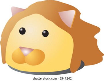 Cartoon head of a lion, 3d isometric illustration