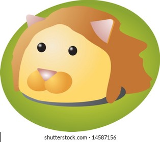 Cartoon head of a lion, cute animal illustration