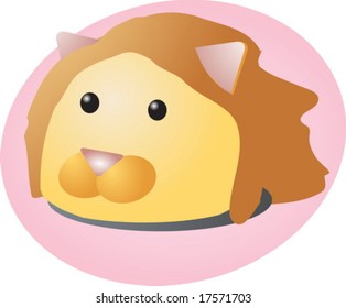 Cartoon head of a lion, cute animal illustration
