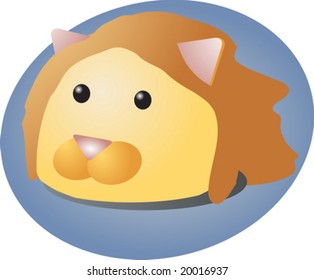 Cartoon head of a lion, cute animal illustration