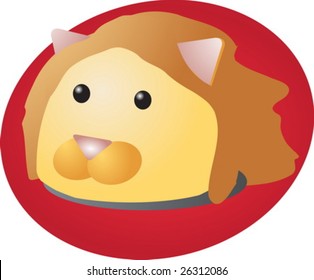 Cartoon head of a lion, cute animal illustration