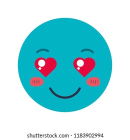 cartoon head in love kawaii character