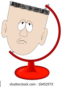 cartoon head of man in globe stand - vector