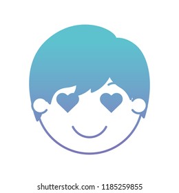 cartoon head man in love kawaii character