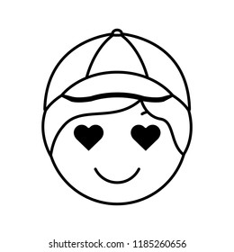 cartoon head man in love kawaii character