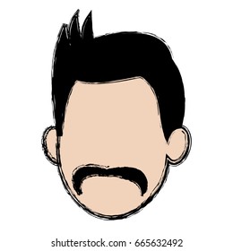 cartoon head man mustache faceless icon