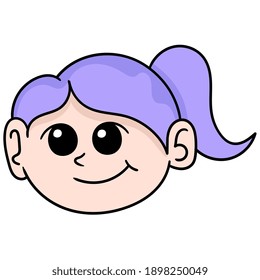 Cartoon Head Purple Haired Girl Smiling Stock Vector (Royalty Free ...