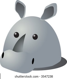 Cartoon head of a rhinoceros, 3d isometric illustration