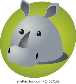 Cartoon head of a rhinoceros, cute animal illustration