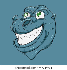 Cartoon head of a smiling dinosaur