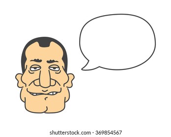 cartoon head with a speech bubble. Vector.