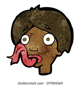 cartoon head sticking out tongue