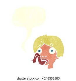 cartoon head sticking out tongue with speech bubble