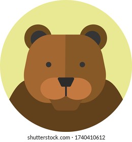 cartoon head vector of grizzly bear