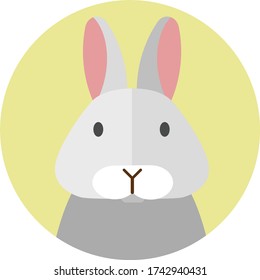 Cartoon head vector of white rabbit