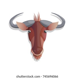 Cartoon head of wildebeest