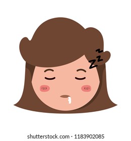 cartoon head woman asleep kawaii character