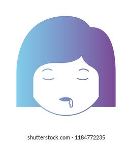 cartoon head woman asleep kawaii character
