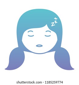 cartoon head woman asleep kawaii character