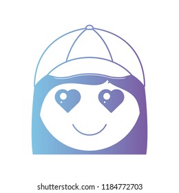 cartoon head woman in love kawaii character