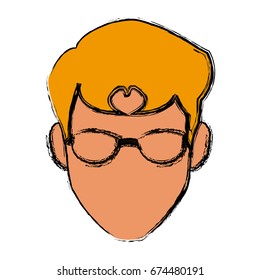 cartoon head young man faceless character