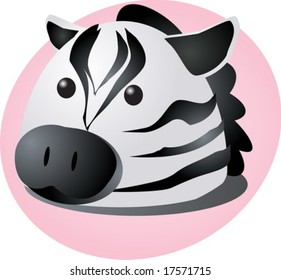 Cartoon head of a zebra, cute animal illustration