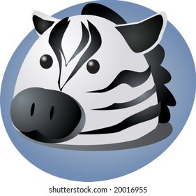 Cartoon head of a zebra, cute animal illustration