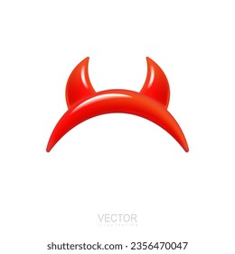 Cartoon headband icon with devil horns on white background. Head decor for party time. Halloween mask. Vector illustration.