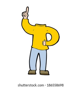cartoon headless body with raised hand