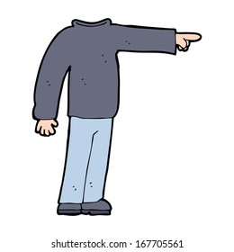 cartoon headless man pointing