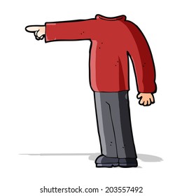 señalando a un hombre sin cabeza de caricatura