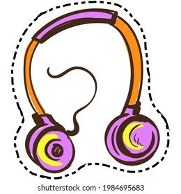 Cartoon headphone vector, music headset illustration on white