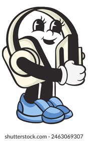 cartoon headphones with eyes and limbs
