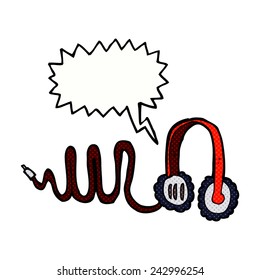 cartoon headphones with speech bubble