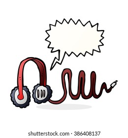 auriculares de dibujos animados con burbuja de habla