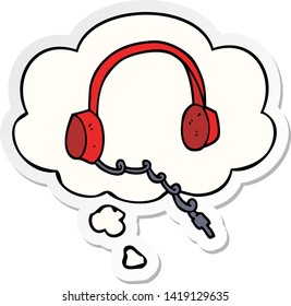 cartoon headphones with thought bubble as a printed sticker