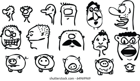 cartoon heads emotions