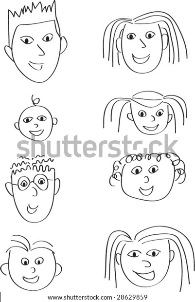 Cartoon Heads Smiling Family Members Stock Vector (Royalty Free) 28629859