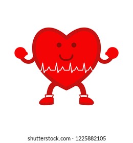 cartoon healthy heartline mascot logo cute illustration