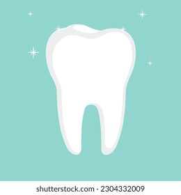 Cartoon healthy shiny tooth vector illustration.