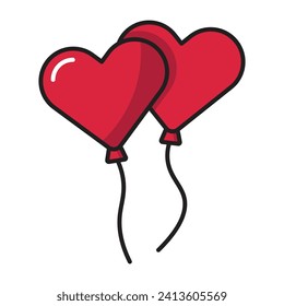 Cartoon heart balloon icon. vector illustration.