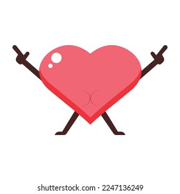 Cartoon heart character.  Cute love symbols with face
