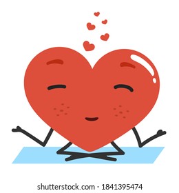 Cartoon heart character doing meditation.To see the other vector heart character illustrations , please check Cartoon Heart Characters collection.