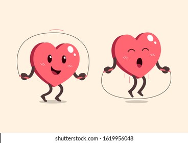 Cartoon Heart Character Jumping Rope For Design.
